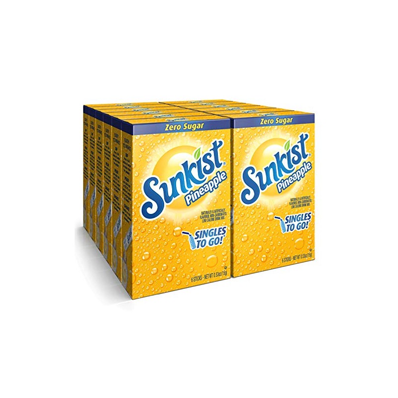 Sunkist Soda Pineapple Singles To Go Drink Mix, 0.53 OZ,