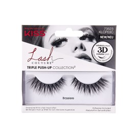 KISS Lash Couture Triple Push Up Collection 1 Pair Fake Lashes with 3D Volume, Cruelty Free, Reusable, Includes Black Eyelash Glue