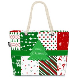 VOID Weihnachtsmuster Winter Strandtasche Shopper 58x38x16cm 23L XXL Einkaufstasche Tasche Reisetasche Beach Bag