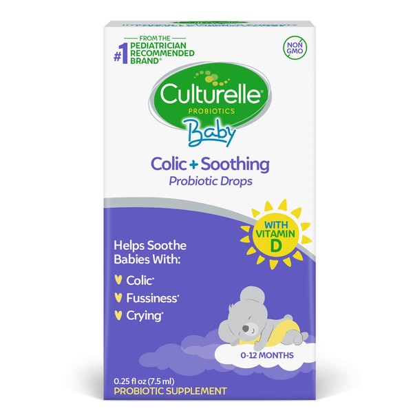 Probiotics for Babies, Colic plus Soothing Drops From Culturelle, Helps Soothe Colic, Fussiness and Crying in Babies 0-12 Months, 7.5ml drops, One Month’s Supply