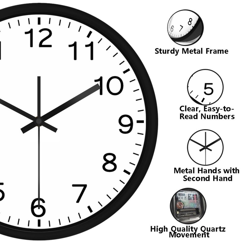 Timethink Modern Design Run Backwards Quiet Sweep Clock with Metal