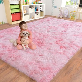 Dssimo 6x9 for Living Room Rugs, Plush Thick Carpets for Boy and Girls Room, Modern Soft Shag Area Rugs for Bedroom, Non Slip, Large Indoor Carpet for Nursery Dorms Home Decor Aesthetic, Pink