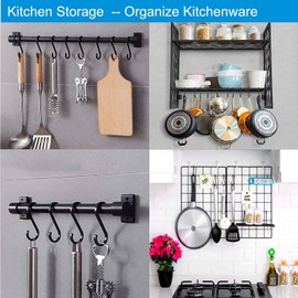 GAViA S Hooks S Hanging Hooks 20 Pcs Heavy Duty S Hanger Hook Metal Kitchen Pot Holder Rack Hooks Closet Hooks Plants Hooks for Hanging Pans, Pots, Cups, Clothes, Bags,Towels,Matte Black