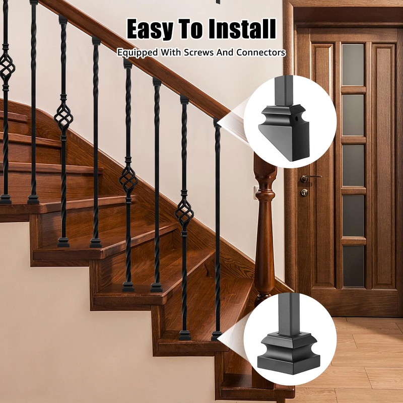 Vilstomes Wrought Iron Balusters, 10 Pack Metal Deck Spindles, 1/2"