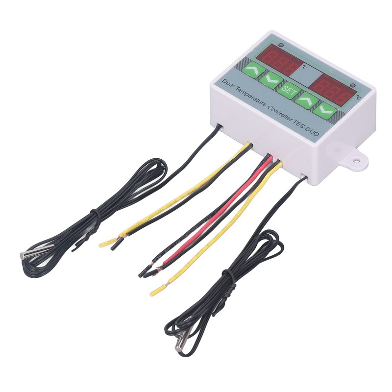 Dual Temperature Controller Waterproof Digital Thermostat with Data Storage for