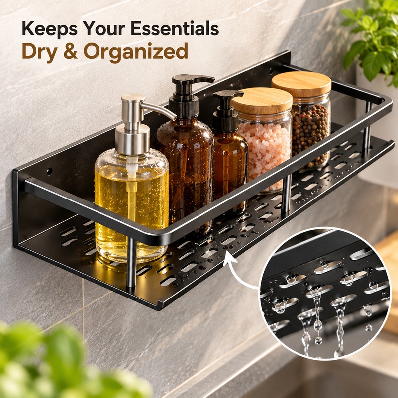 Wall Mounted Aluminum Storage Shelf for Kitchen & Bathroom –