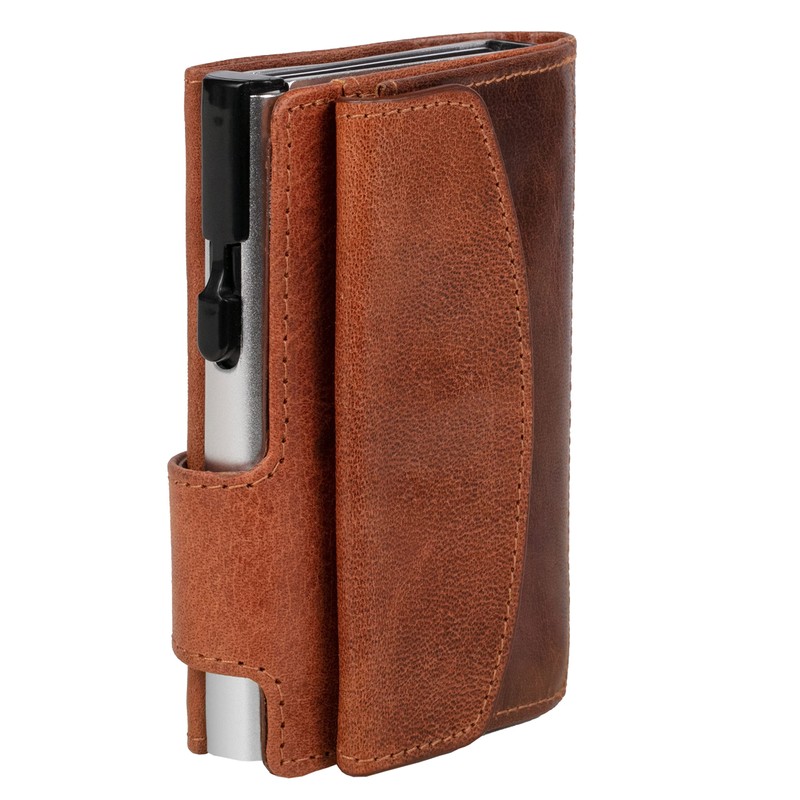 ClickSafe Unisex Coin Purse Travel Accessory Wallet, Cognac