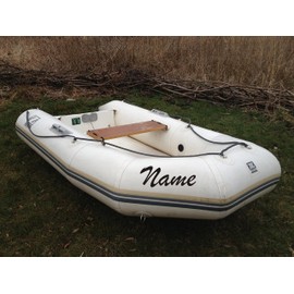 ShirtInStyle Choice of Name Fishing Tackle Boat Sticker for Inflatable Boats, Text Name 1 Piece 20 cm Wide, Sticker Foil, Colour Red