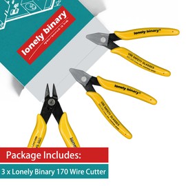 Lonely Binary Pack of 3 Wire Cutter Precision 170 Pliers for for Arduino, Raspberry Pi, and ESP32 IoT Projects and DIY Soldering, Electronics, and DIY Projects