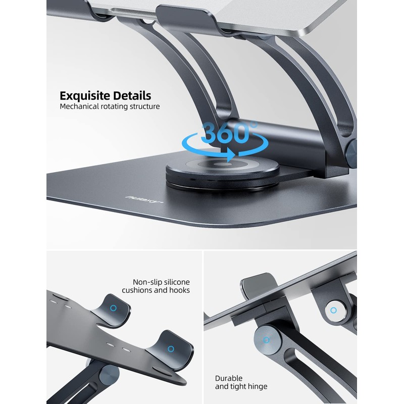 Nulaxy 360° Rotating Laptop Stand for Desk, Ergonomic Notebook Riser