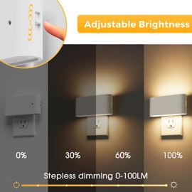 L LOHAS LED Night Light, 2 Pack Dimmable Modern LED Night Lights Plug into Wall,Dusk to Dawn Sensor Night Lights for Kid, 0-100LM 3000K Soft White Nightlight for Hallway Bedroom Stairway