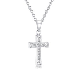 AOROCO Cross Necklace For Women, 14K White-Gold Plated Cross Necklace Dainty Cross Pendant for Women,Trendy Jewelry Gifts for Women