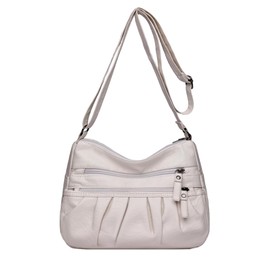 LassZone Crossbody Bag for Women Soft PU Leather Handbags Ladies Waterproof Shoulder Bag Satchel Purse Multi-Pocket Casual Messenger Bag