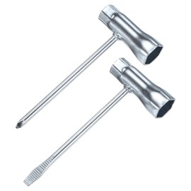 M METERXITY 1-Set Chainsaw Scrench 13mm by 19mm Steel Combination Screwdriver and Wrench Torx Slotted Screwdriver t Wrench for Spark Plug/Saws Chains/Nuts [1.4mm Thick, Silver Tone]