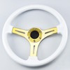 Universal 14" White Wood Steering Wheel Gold Spoke 6 Bolts