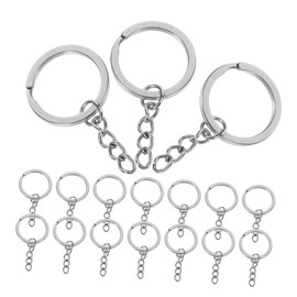 TEHAUX 20Pcs Flat Split Key Rings for Jewelry Making Durable Keychain Rings with Chains for DIY Crafts and Accessories