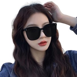 88flix Korean Sunglasses, Large, Unisex, UV400, UV Protection, Oversize, Unisex, Black