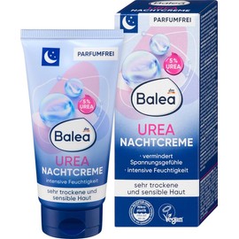 Balea Urea Night Cream for Very Dry and Sensitive Skin Reduces Tension Feelings Intensive Moisture with 5% Urea 50 ml