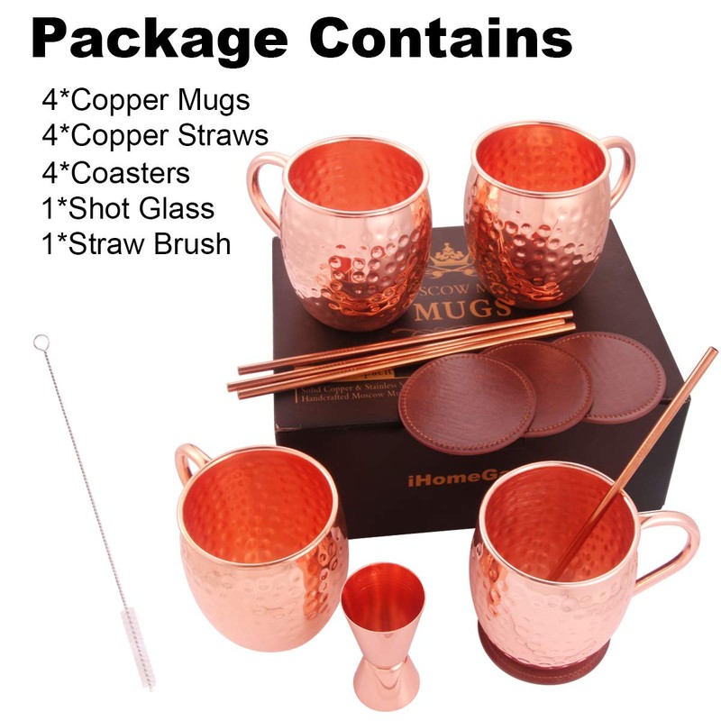 Moscow Mule - Juego de 4 tazas de cobre para