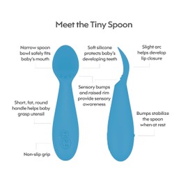 ezpz Tiny Spoon (2 Pack in Sage) - 100% Silicone Baby Spoon for Baby Led Weaning + Purees - 6 Months + - Designed by a Pediatric Feeding Specialist - Baby Essentials & Baby Gifts