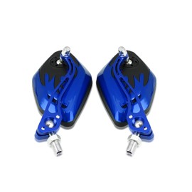 1 Pair Universal Motorcycle Rearview Side Mirrors, Keenso Adjustable Aluminum Handlebar Rear View Side Mirrors Flame Pattern Motorbike Scooter 10mm 8mm (Blue)