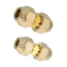 TA-VIGOR 2PCS Pipe Extension Joint Connector Set, Copper Pipe Coupling Adapter with Flare Nuts for Copper Pipe Diameter 1/4" and 3/8" for Air Gas Line Refrigeration HVAC