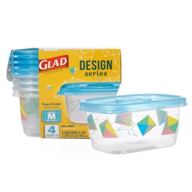 Glad GladWare Design Series - Contenedores de almacenamiento de alimentos - Rectángulo mediano - Contenedor de comida con capacidad para hasta 24 onza