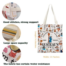 Remy Movie Merchandise Tote Bag Remy Chef Cartoon Character Gift WDW Mouse Cook Gift Anyone Can Cook Gusteau's Canvas Bag (AnyoneCookTS-CA)