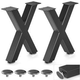 Likapop 16" Metal Coffee Table Legs, Diamond Shape Bench Legs, Heavy Duty Desk Legs, Black Metal End Table Legs, DIY Furniture Legs (H16” x W11.8”, Set of 2)