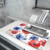 Patriotic Poppies Dish Drying Mat for Kitchen Counter 18x24,4th of