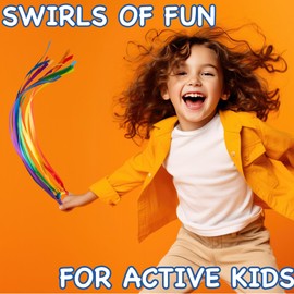 Covelico 4 Rainbow Ribbons Ring Kite, Ribbon Sensory Hand Kite for Baby and Toddlers. Wooden Montessori Toys for Toddlers - Creative Sensory Toys & Dance Toys for Toddlers. Toddler Toys.