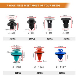 Car Fender Flare Retainer Clips 210PCS Plastic Fastener Rivets Bumper Fender Liner Automotive Push Pins for Toyota 4Runner RAV4 FJ Cruiser Tacoma Replace 75397-35010 75495-35010 90189-06013