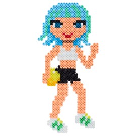 Hama Perlen 3159 Iron-On Beads Fashion Girls, Gift Pack with Approx. 4,000 Midi Beads, 2 Square Peg Plates for Snap-Together, Motif Template, Ironing Paper, for Children from 5 Years