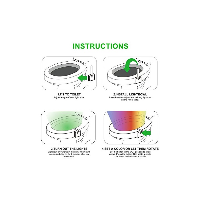 BSASHF 2 Pack Color Changing Toliet Night Light Motion Sensor