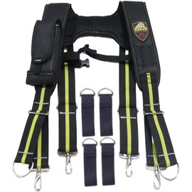 ZAKCO 4 Way Adjustable Tool Belt Suspenders. Construction Work Belt Suspender with Phone/Pencil Holder. Tool Rig Suspender, Comfortable Foam Shoulder Padded.