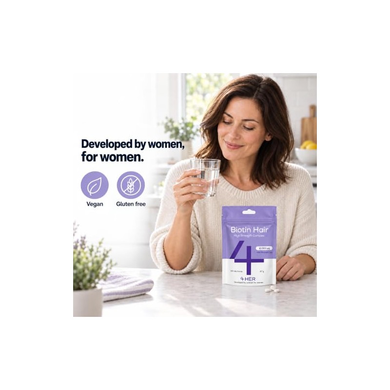 4 HER Biotin Hair Growth Supplement 10000 mcg Zinc &