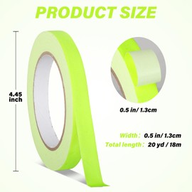 GEYYANG Spike Tape, Yellow Fluorescent Gaffers Tape 1/2 inch x 20 Yards, Black Light UV Reactive, Multipurpose Fluorescent Spike Tape for Stage Marking, Party and Art Crafts