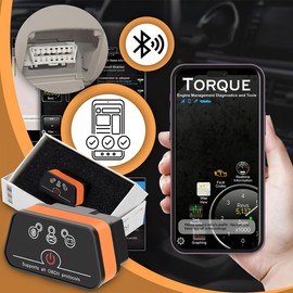 Retoo OBD2 Diagnostic Device Bluetooth, OB II Adapter, Car Scanner for Android, Compact & Robust, Automatic Energy Saving Mode, Fault Diagnosis, Real-time Monitoring, Supports Torque & DashCommand