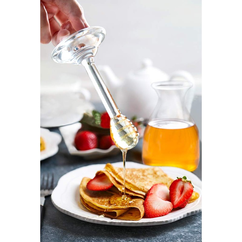 Mkono Honey Dispenser Glass Honey Pot Honey Jar with Dipper