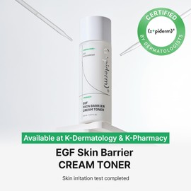 Zipiderm EGF Skin Barrier Cream Toner – Korean Milky Hydrating Toner for Dry, Sensitive & Acne-Prone Skin with Ceramides, Hyaluronic Acid, Rice Bran & Soy Protein, Moisturizing Skincare, 5.07 fl oz