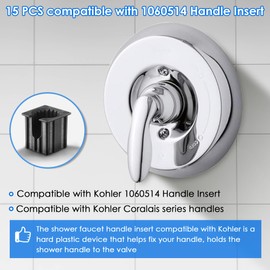 Dreyoo 15 Pcs Shower Faucet Handle Insert Compatible with Kohler, 1.5cm x 1.4cm x 1.2cm Shower Handle Parts Compatible with Kohler 1060514, Easy to Install