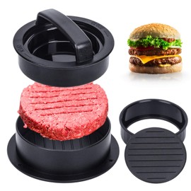 Burger Press, Hamburger Press Patty Maker With 100Pcs Hamburger Patty Paper, 3 in 1 Non Stick Patty Mold for Stuffed Burgers, Sliders, Veggie Beef Burger, Kitchen Barbecue Tool Grilling Accessories