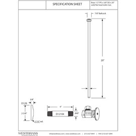 Westbrass A103KFH-62 1/2" IPS x 3/8" OD x 20" Flat Head Riser Line Kit with Round Handle Angle Supply Shut Off Valve for Toilet, Matte Black