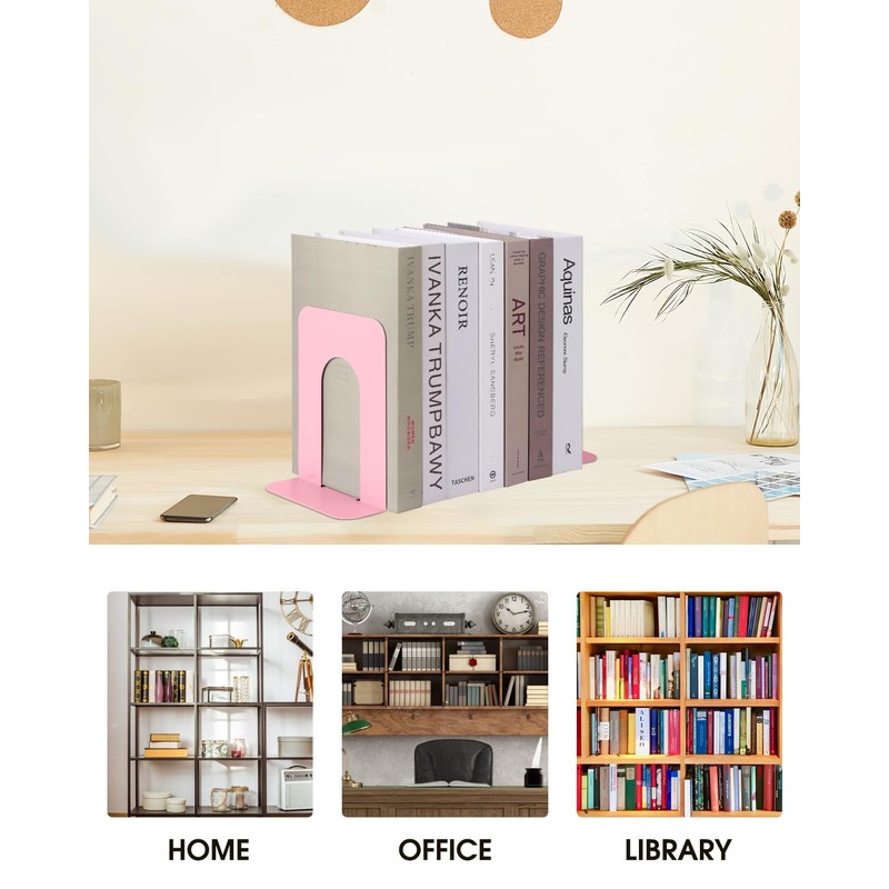 Honagu Bookends, Metal Book Ends, Bookends for Shelves, Book Holder