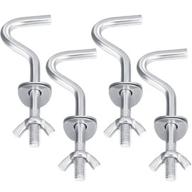 Gisafai 4 Packs Hammock Hooks Zinc Heavy Duty Replacement Hooks 3/8 Inch Portable Hammock Hooks Fit Column Diameters of 1-1/4 to 2 Inches on Hammock Stand Hammock Accessories (Silver)