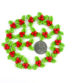 Heyiwell 20PC Resin Flatback Christmas Leaves Embellishment for Scrapbooking Party Home Decorations, Hair Clip DIY Craft Making Charms 24mmX21mm