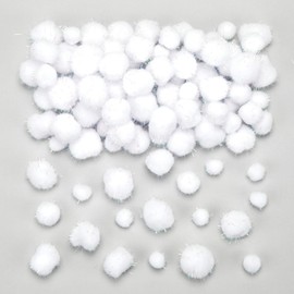 Baker Ross AV623 Glitter Snowball Pom Poms Value Pack — Ideal for Kids' Arts and Crafts, Christmas, Gifts, Keepsakes and More (Pack of 100)