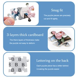 Wildflower Puzzles for Adults 1000 Pieces, PICKFORU Vintage Books Plant Art Wildflower Pages, Retro Aesthetic Floral Challenge Jigsaw Puzzle for Adults