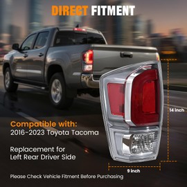 BeamTrack Tail Light Assembly Compatible with 2016-2023 Toyota Tacoma, Rear Taillight Brake Signal Assemblies with Bulbs, Replace 81560-04210 (Left Driver Side)