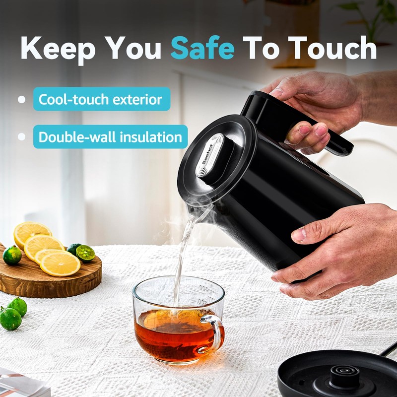 Seehot® 850ml Small Electric Kettle Temperature Control,800W Double Wall Electric